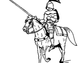 Disegno Cavallerizzo a cavallo  pitturato su cavallo bianco