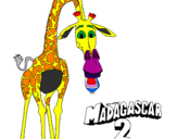 Disegno Madagascar 2 Melman pitturato su giraffa viola