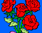Disegno Mazzo di rose  pitturato su vittorio 72