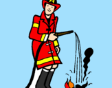 Disegno Pompiere che spegne il fuoco pitturato su manuel