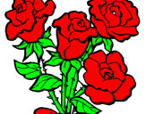 Disegno Mazzo di rose  pitturato su le rose
