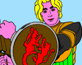 Disegno Cavaliere dallo scudo con leoni  pitturato su Enrico