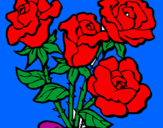 Disegno Mazzo di rose  pitturato su noki