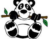 Disegno Orso panda  pitturato su panda