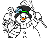 Disegno Pupazzo di neve con la sciarpa pitturato su q