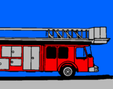Disegno Camion dei pompieri con la scala pitturato su lorenzo