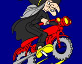 Disegno Strega in motocicletta  pitturato su tata