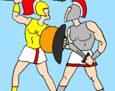 Disegno Lotta di gladiatori  pitturato su gioppi 4