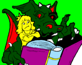 Disegno Drago, ragazza e libro pitturato su kevin  di cossato