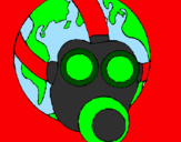 Disegno Terra con maschera anti-gas  pitturato su SHARON