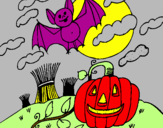 Disegno Halloween paesaggio pitturato su lorenzo