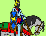 Disegno Cavaliere a cavallo pitturato su flavia