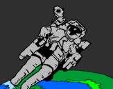 Disegno Astronauta nello spazio  pitturato su said