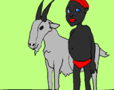 Disegno Bambino africano con una capra pitturato su Ivana