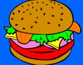 Disegno Hamburger completo  pitturato su Augusto