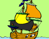 Disegno Barca  pitturato su lorenzo