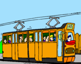 Disegno Tram con passeggeri  pitturato su Riccardo