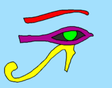 Disegno Occhio di Horus  pitturato su SERGIO