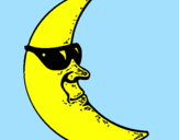 Disegno Luna con gli occhiali da sole  pitturato su Sara