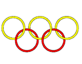 Disegno Anelli dei giochi olimpici  pitturato su sara