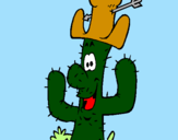 Disegno Cactus con il cappello  pitturato su giacomo