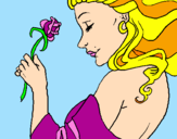 Disegno Principessa con una rosa pitturato su Gemma