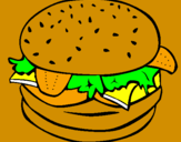 Disegno Hamburger completo  pitturato su ceci
