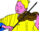 Disegno Violinista  pitturato su RIKY