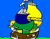 Disegno Barca  pitturato su matteo dag