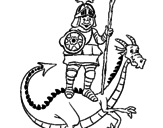 Disegno San Giorgio con il drago  pitturato su giorgio