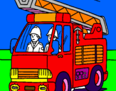 Disegno Camion dei Pompieri  pitturato su Leonardo