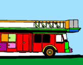 Disegno Camion dei pompieri con la scala pitturato su anónimo