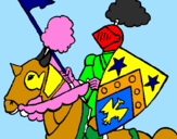 Disegno Cavaliere a cavallo pitturato su MATTIA