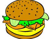 Disegno Hamburger completo  pitturato su ciccio