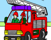 Disegno Camion dei Pompieri  pitturato su battagli