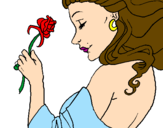 Disegno Principessa con una rosa pitturato su Antonio