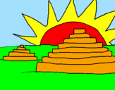 Disegno Tempi Maya  pitturato su piramide 1