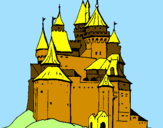 Disegno Castello medievale  pitturato su lioloi