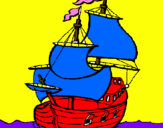 Disegno Barca  pitturato su nicc