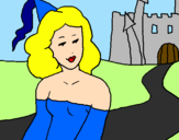 Disegno Principessa e castello  pitturato su Kiara