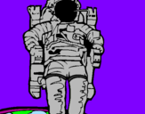Disegno Astronauta  pitturato su lalla