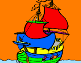 Disegno Barca  pitturato su paolo