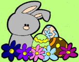 Disegno Coniglietto di Pasqua  pitturato su nicole