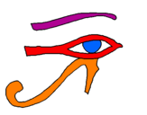 Disegno Occhio di Horus  pitturato su horus