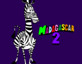 Disegno Madagascar 2 Marty pitturato su tirannosauro