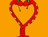 Disegno Serpenti innamorati  pitturato su edoardo