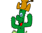 Disegno Cactus con il cappello  pitturato su moneta