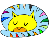 Disegno Gatto addormentato  pitturato su francy