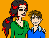 Disegno Madre e figlio pitturato su Didy Vampira
