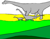 Disegno Famiglia di Brachiosauri  pitturato su eleonora